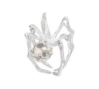 Hrtyvhin Anillos de arañas punk con piedra misteriosa, tamaño ajustable para mujeres, joyería de arte oscuro única, anillos de arañas misteriosas