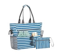 Hrtyvhin Bolsa de playa grande, plegable, impermeable, diseño de protección de arena, bolso ligero para picnic, camping y aventura, bolsa plegable a prueba de arena, azul
