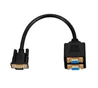 Hrtyvhin Cable divisor VGA macho de 15 pines a 2 adaptadores hembra en Y, 1 entrada, 2 salidas, para configuraciones de monitor doble con conectores dorados, divisor VGA de doble monitor