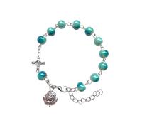 Hrtyvhin Cadena de mano con cruces cristianas, Rosarios de exorcismo a, pulseras de cuentas de oración para mujer, colgantes dulces, pulseras de cuentas de Rosario
