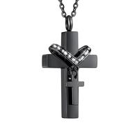 Hrtyvhin Colgante de urna de Doble Cruz de Acero Inoxidable para Recuerdos de Mascotas con fácil Apertura y Sellado fácil para Colgante de Cenizas conmemorativas de Perros y Gatos Perdidos