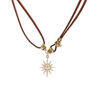 Hrtyvhin Collar con medallón en de diseño étnico contemporáneo, cómoda cadena para cuello, joyería para cuello de tránsito de día a noche, cadena tribal para clavícula