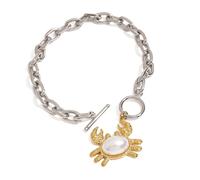 Hrtyvhin Collar de cangrejos de playa, pendientes, pulsera, juego de acero inoxidable para pieles sensibles, piezas de joyería de vacaciones, joyería de cangrejos de playa