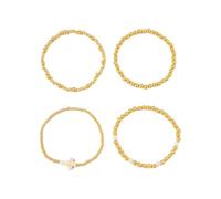 Hrtyvhin Conjunto vanguardista de cuentas multicapa con perlas de imitación y dijes de hip hop para pulseras de apilables diarias para mujeres