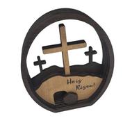 Hrtyvhin Cruces Decorativas de Madera y estatuilla de Tumba vacía Adorno de Escena de resurrecciones de Pascua para Decoraciones de Cruces de Pascua espaciales religiosas y Festivas