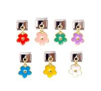 Hrtyvhin Cuentas de eslabones Italianos de Acero Inoxidable con Forma de Flor para Encontrar Accesorios de joyería adecuados para Hacer Pulseras, Pulseras de para Mujeres
