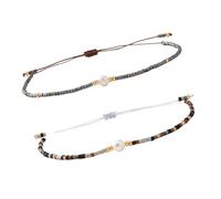 Hrtyvhin De 2 uds pulseras ajustables de cuerda cuentas hechas a mano perlas cadena para la muñeca brazalete accesorios bohemios conjunto de brazalete bohemio Vintage