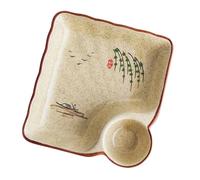 Hrtyvhin de cerámica cuadrado multifuncional que incluye de vinagre pintado a mano, ideal para servir albóndigas, bandeja de almacenamiento de cocina Dim Sum