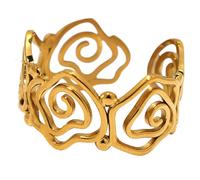 Hrtyvhin Diseños de remolinos, anillos de acero inoxidable chapados en oro de 18 quilates, joyería para mujer, accesorios, accesorios para dedos, joyería de remolinos chapados en oro