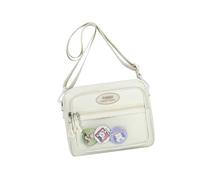 Hrtyvhin Elegante bolso bandolera con soporte para tarjetas de identificación transparente, ventana de visión, bolsos de hombro de nailon para jóvenes y viajeros de moda, beige