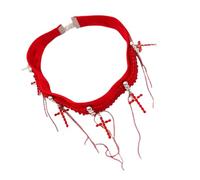 Hrtyvhin Elegante collar con colgante de crucifijo geométrico con detalles aterciopelados y de diamantes de imitación, diseño de 41 cm de longitud, regalo de joyería para festivales