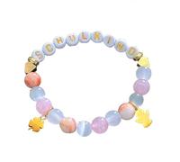 Hrtyvhin Elegante pulsera con dijes de cuentas y detalle de letras, PULSERAS ajustables de acrílico para accesorios casuales diarios, cadena de mano de amistad