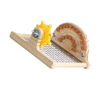 Hrtyvhin Engranaje giratorio, corcho de madera para pájaros, juguete de pie para loros con base de rejilla, ejercicio de masticación, entretenimiento, interacción, estimulación mental
