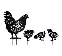 Hrtyvhin Estatuilla Decorativa de Pollo, estacas de jardín, 4 Uds, Obra de Arte acrílica, estaca de gallina para decoración de jardín y Patio Trasero, estacas de Patio
