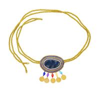 Hrtyvhin Estilos Cadena de cintura de cuerda ajustable con diamantes de imitación para mujer para trajes de playa y festivales Accesorio de verde
