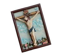 Hrtyvhin Jesús Crucifijo Estatua Esculturas con Marco de Fotos Jesús Cristos Figuras Estatua Regalo Religioso Adorno Decoración del Hogar Regalo Religioso Católico Coleccionable