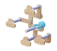 Hrtyvhin Juego de Juguetes para pájaros de Madera Natural con Cuerdas de algodón Que fomentan la Actividad de Escalada en Vuelo en Soporte de Juego Juguete de Escalada