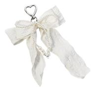 Hrtyvhin Lazos de perlas llavero encanto para mujeres, bolso estético monedero mochila colgante día de San Valentín bolsa estética monedero mochila colgante día de San Valentín, Blanco