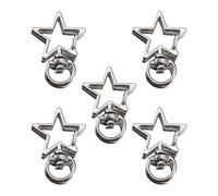 Hrtyvhin Llavero multifuncional de aleación de 5 piezas, mecanismo de cierre seguro, accesorios de bolsillo para cosas diarias y decoraciones de bolsillo, llavero en forma de estrella, Color acero