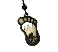 Hrtyvhin Madera con forma de pie = accesorio seguro para niños, mochila compacta, colgante de mosquetón (107 caracteres), llavero de madera natural para llaves