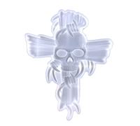 Hrtyvhin Molde de silicona con diseño de calavera y cruz, molde de silicona para pared de resina epoxi, escritorio, decoración de armario