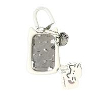 Hrtyvhin Oreja de gato compacta para estudiantes, estuche transparente para tarjetas con cuerda extraíble, cuerda colgante funcional para campus, autobús, metro