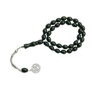 Hrtyvhin Práctica espiritual Tasbih Forma ovalada Perlas acrílicas Corona de oración Pulsera para mayor comodidad Herramienta de oración islámica Duradera Perlas de Rosario Islámico, gris oscuro