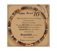 Hrtyvhin Pulsera ajustable de piedra tejida a mano con tarjeta de bendición disponible en varios diseños de colores para personalizar estilos Pulsera de materiales de piedra