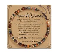 Hrtyvhin Pulsera ajustable de piedra tejida a mano con tarjeta de bendición disponible en varios diseños de colores para personalizar estilos Pulsera de materiales de piedra