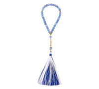 Hrtyvhin Pulsera de cuentas de oración de vidrio con borlas brillantes, accesorio Tasbih hecho a mano para personas devotas y a, pulsera de rosario espiritual