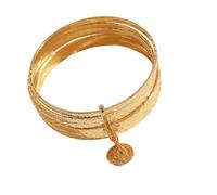 Hrtyvhin Pulsera Multicapa única con medallones de Monedas Antiguas y Detalle de Estrella Texturizada, Brazalete con Acabado Martillado para Mujer, Ropa de Pulsera con Tema histórico