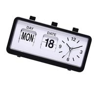 Hrtyvhin Reloj Despertador mecánico de Estilos Retro con Pantalla de Calendario Invertida Manual, Funciona con Pilas para un hogar Elegante, Reloj de Escritorio con de página