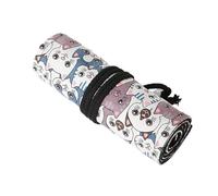 Hrtyvhin Rollo de lápices de 12/24 / 36/48 / 72 Agujeros, Organizador de lápices de Lona, Bolsa Envolvente, Estuche para Gatos encantadores