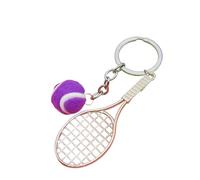 Hrtyvhin Soporte de metal con diseño deportivo, raqueta de tenis detallada de aleación de zinc, llavero de tenis en miniatura para familia y deportistas, morado, Talla única