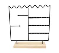 Hrtyvhin Soporte para joyas artístico con base de madera extraíble, soporte para pendientes, organizador de escritorio ajustable para pendientes, anillos, cadenas, soporte para joyas