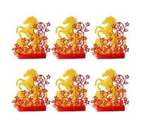 Hrtyvhin Tarjeta de cartulina con cortadas con láser, arte del caballo dorado, motivos florales, saludo para días festivos, celebración, exhibición decorativa, tarjeta de cartulina con cortadas con