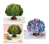 Hrtyvhin Tarjeta de felicitación de pie 3D premium con hermosas ilustraciones de árbol de mariposas en de cobre, invitación, saludo con corte ligero