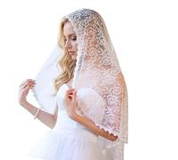 Hrtyvhin Velos de novia de flores de encaje Mantón transparente para bodas Iglesia Orar Mantilla Tocado para mujeres Ocasión formal Tocado de novia elegante