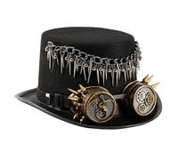 Hrtyvhin Victoriano con gafas, cadenas de metal, tema punk victoriano, mago, accesorio de disfraz para adultos, carnaval, punk top