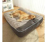 Hruile Cama grande para perro, cálido, suave, cojín ortopédico para dormir, colchón ortopédico, cama para mascotas, sofá cama calmante para mascotas con parte inferior antideslizante, almohada