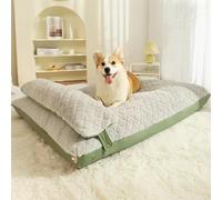 Hruile Cama grande para perros, sofá cómodo de felpa para mascotas, rectangular, duradero, colchón para mascotas, almohada para cachorros, perros medianos y grandes, lavable y antideslizante (120 x 90