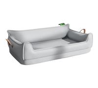 Hruile Sofá cama grande impermeable para perro, portátil, duradero, funda de piel sintética extraíble, cojín ortopédico de espuma cómoda para mascotas (85 x 53 x 27 cm, gris)