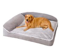 Hruile Sofá cama ortopédico grande para perro, almohada calmante antiansiedad para mascotas con refuerzo, cómodo y cálido y esponjoso con parte inferior antideslizante y funda lavable (80 x 60 x 23 cm