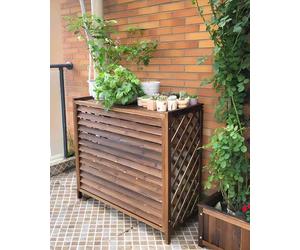 HRXQ Protector Aire Acondicionado Exterior, Puesto De Flores Madera Impermeable Del Soporte Para Plantas Exterior Aire Al Aire Libre Protege Con Eficacia Su Acondicionador De Aire Contra Los Rayos Del