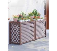 HRXQ Protector Cubre Aire Acondicionado Exterior Madera, Cubierta Impermeable Y Duradera Para Aire Acondicionado Exterior, Fácil De Instalar, Ideal Para Jardín, Balcón Y Decoración Exterior(Medium-95x