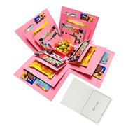 Hryan Caja de regalo de 5 capas, caja de fotos de explosión de múltiples capas, regalo creativo de imagen sorpresa para días importantes y días festivos. (rosa)
