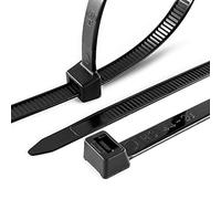 HS Bridas de alambre fuertes de 12 pulgadas para exteriores, gruesas, 0.3 pulgadas (paquete de 100), 120 libras, de plástico grande de alta resistencia, cremalleras anchas negras HD