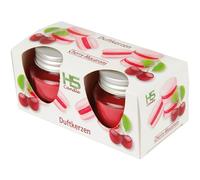 HS Candle Velas aromáticas en tarro de cristal de macaron Cherry con tapa, 2 unidades, cada una con aprox. 7 horas de combustión, diámetro de 6 cm, fragancia para habitación como regalo, vela como