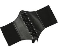 HSAJS Cinturón Corsé para Mujer de Cintura Alta con Cordones Elástico Ajustable de Cuero Sintético Negro para Vestidos y Abrigos Accesorio de Moda Elegante y Versátil
