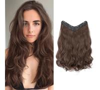 HSAJS Extensiones Onduladas Cabello Sintético 45cm Clip Volumen Natural Rizos Elegantes Aspecto Realista Pieza Única Cabellera Completa